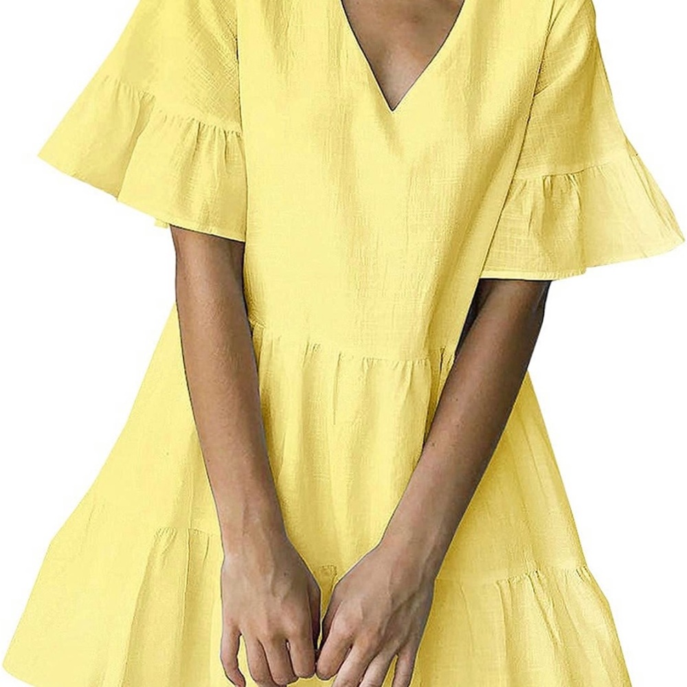 Cute Shift Tunic Dress with Pockets Size S in yellow
